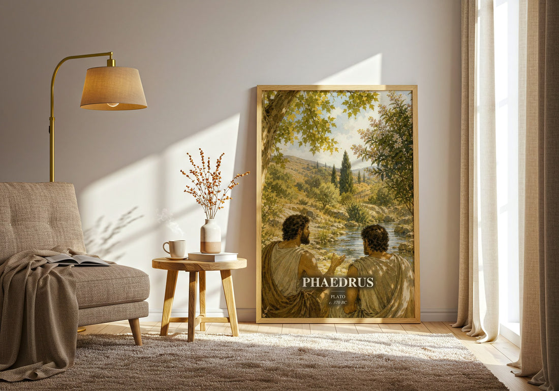 Phaedrus watercolour print in frame leaning in hallway – philosophy wall art