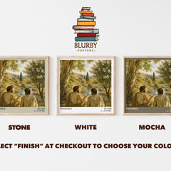 Phaedrus literary print framed by window – Stone, White and Mocha square prints side by side – choose your colour
