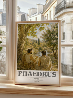 Phaedrus book cover print in frame leaning in hallway – philosophy wall art