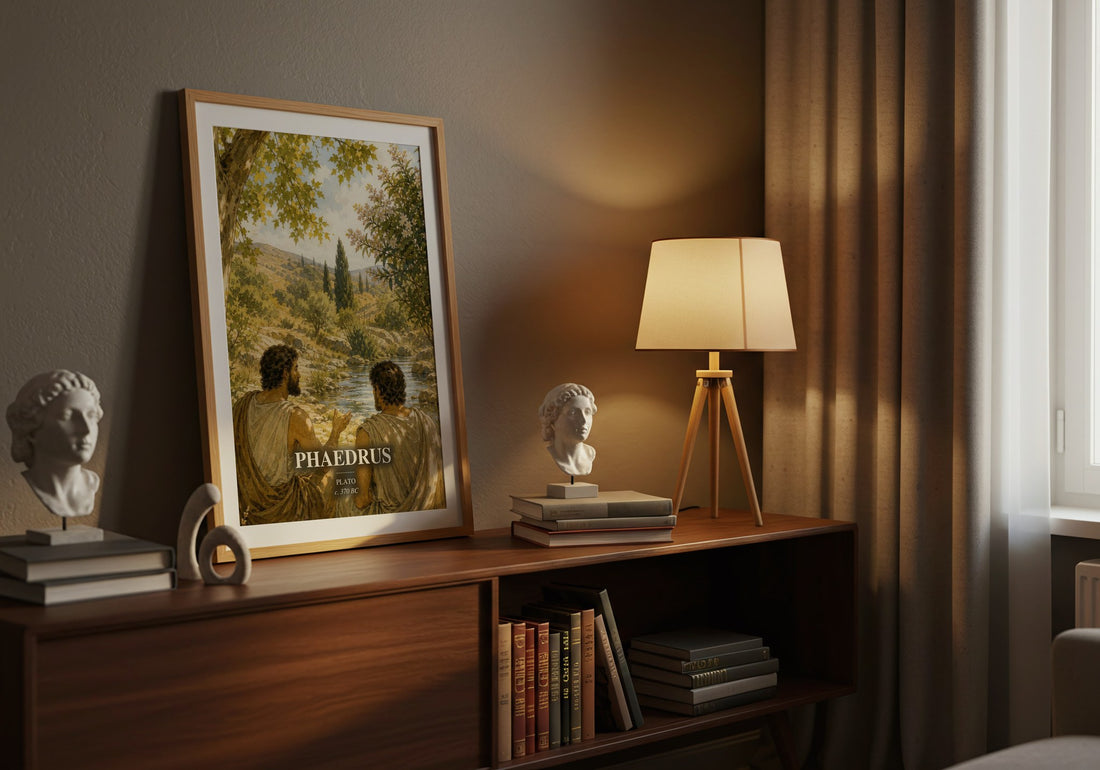 Phaedrus watercolour print on bookshelf – Plato fan gift