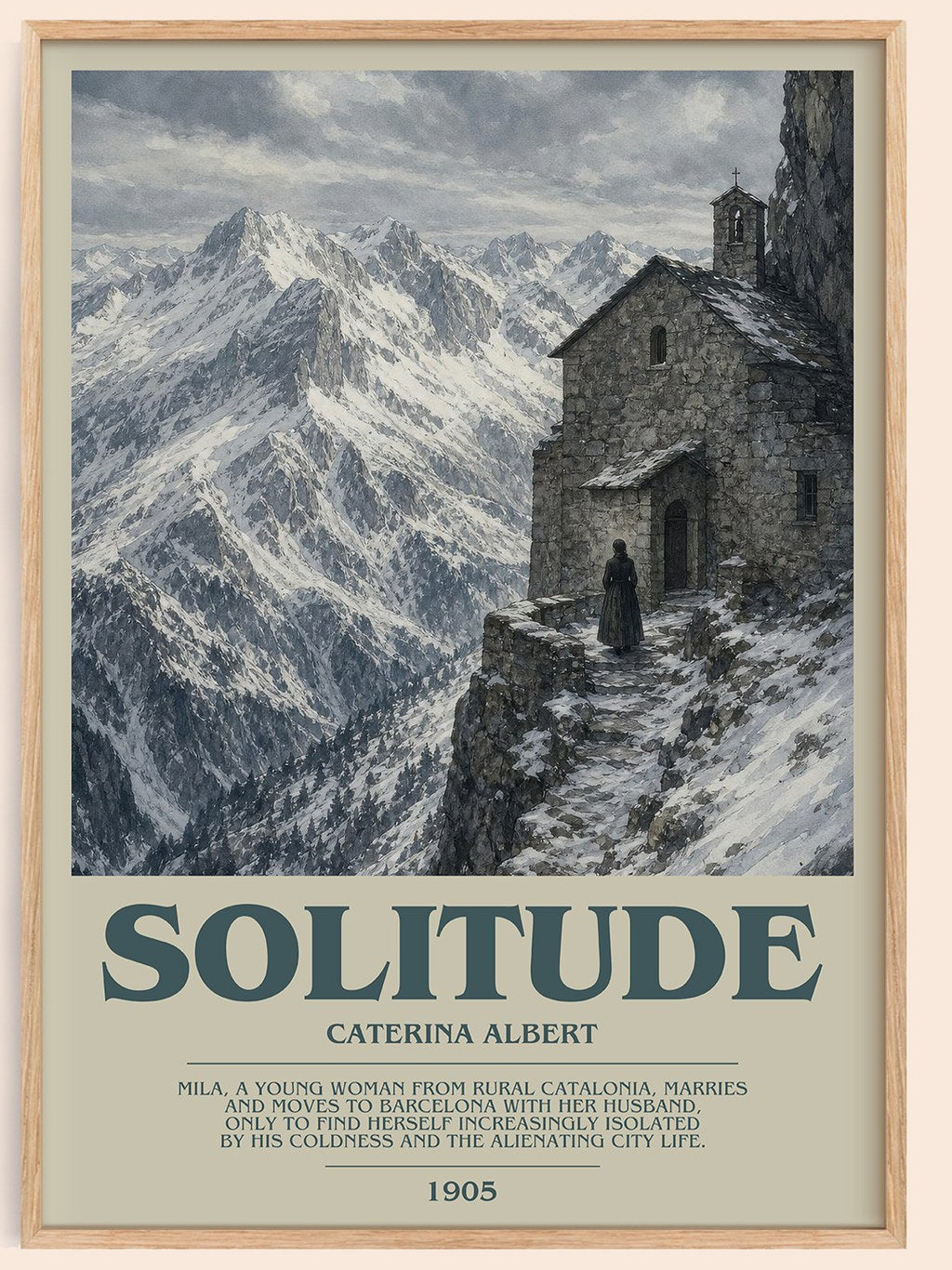 Solitude Bookish Wall Art by Caterina Albert – framed poster