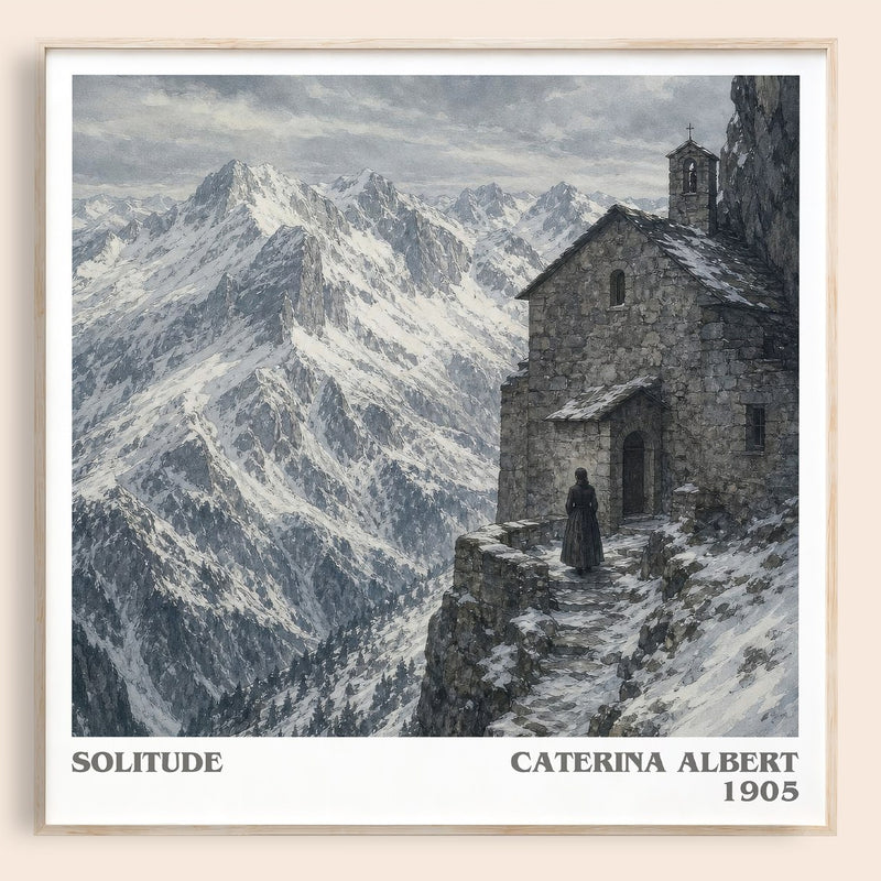 Solitude literary book poster by Caterina Albert – framed literary art print