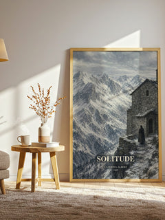 Solitude watercolour print in frame leaning in hallway – literary fiction wall art