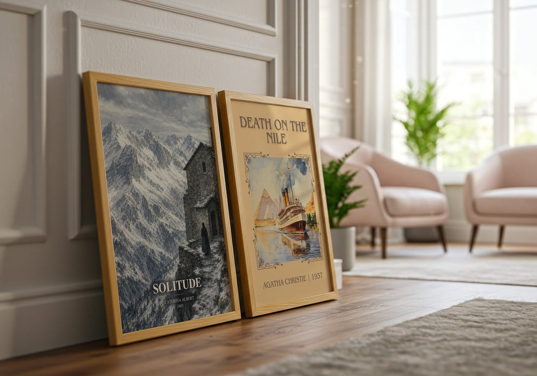 Solitude watercolour print framed by window – literary home decor