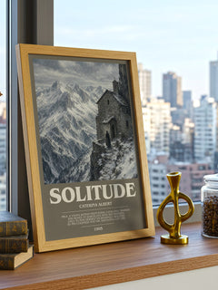 Solitude Bookish Wall Art by Caterina Albert – framed print on a city-view windowsill