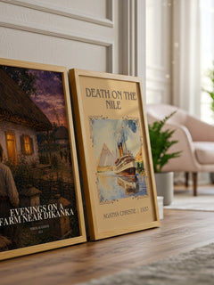 Evenings On A Farm Near Dikanka watercolour print framed by window – literary home decor
