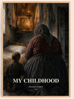 My Childhood watercolour book poster by Maxim Gorky – framed literary art print