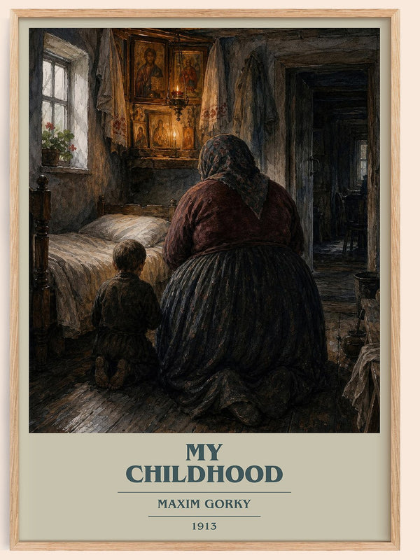 My Childhood book cover book poster by Maxim Gorky – framed literary art print