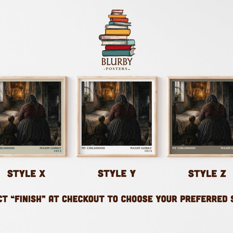 My Childhood literary print in frame leaning in hallway – memoir wall art