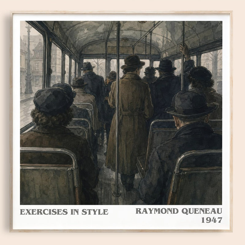 Exercises in Style literary book poster by Raymond Queneau – framed literary art print