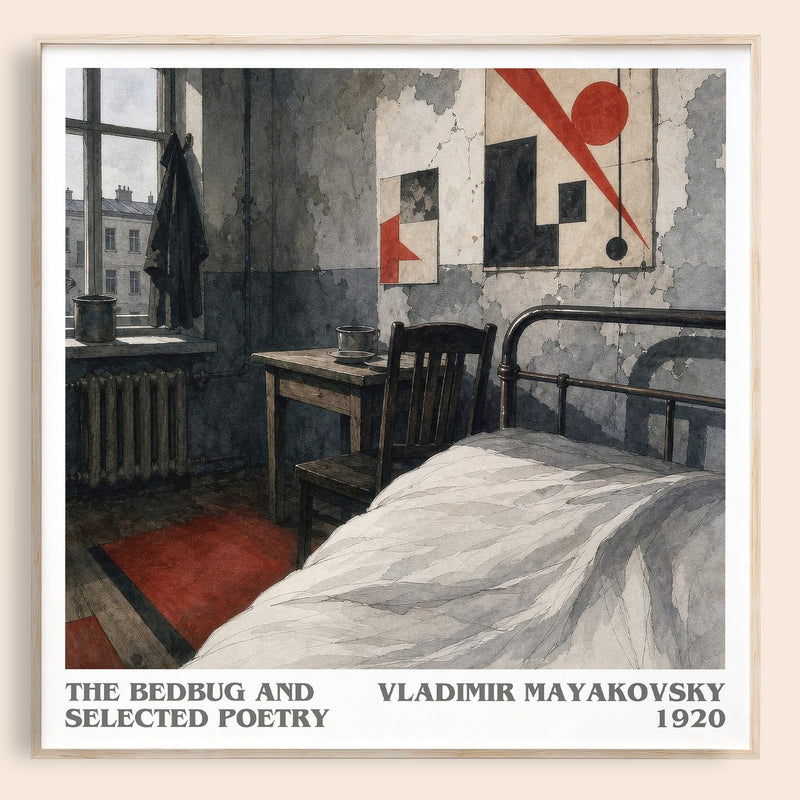 The Bedbug And Selected Poetry literary book poster by Vladimir Mayakovsky – framed literary art print