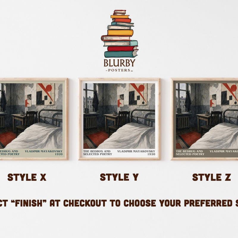The Bedbug And Selected Poetry literary print in frame leaning in hallway – poetry wall art