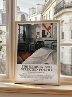 The Bedbug And Selected Poetry Bookish Wall Art by Vladimir Mayakovsky – framed print by a bright window