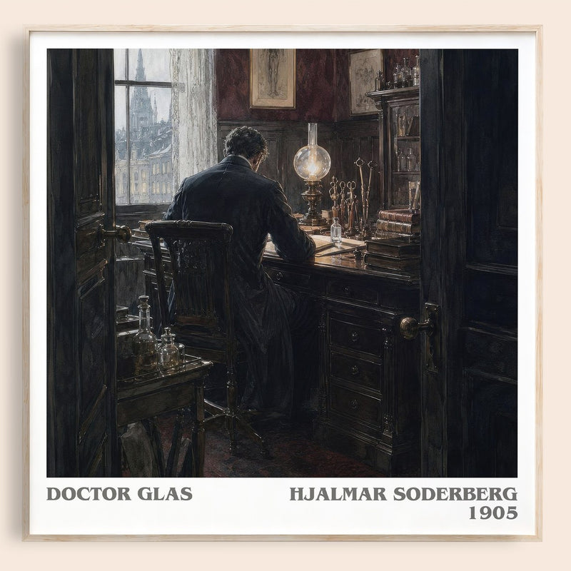 Doctor Glas literary book poster by Hjalmar Soderberg – framed literary art print