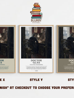 Doctor Glas Bookish Wall Art by Hjalmar Soderberg – Style X, Y and Z side by side – choose your finish