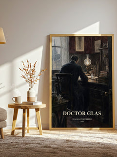 Doctor Glas watercolour print in frame leaning in hallway – literary fiction wall art
