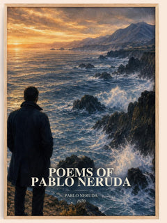 Poems of Pablo Neruda watercolour book poster by Pablo Neruda – framed literary art print