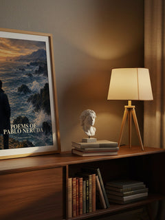 Poems of Pablo Neruda watercolour print on bookshelf – Pablo Neruda fan gift