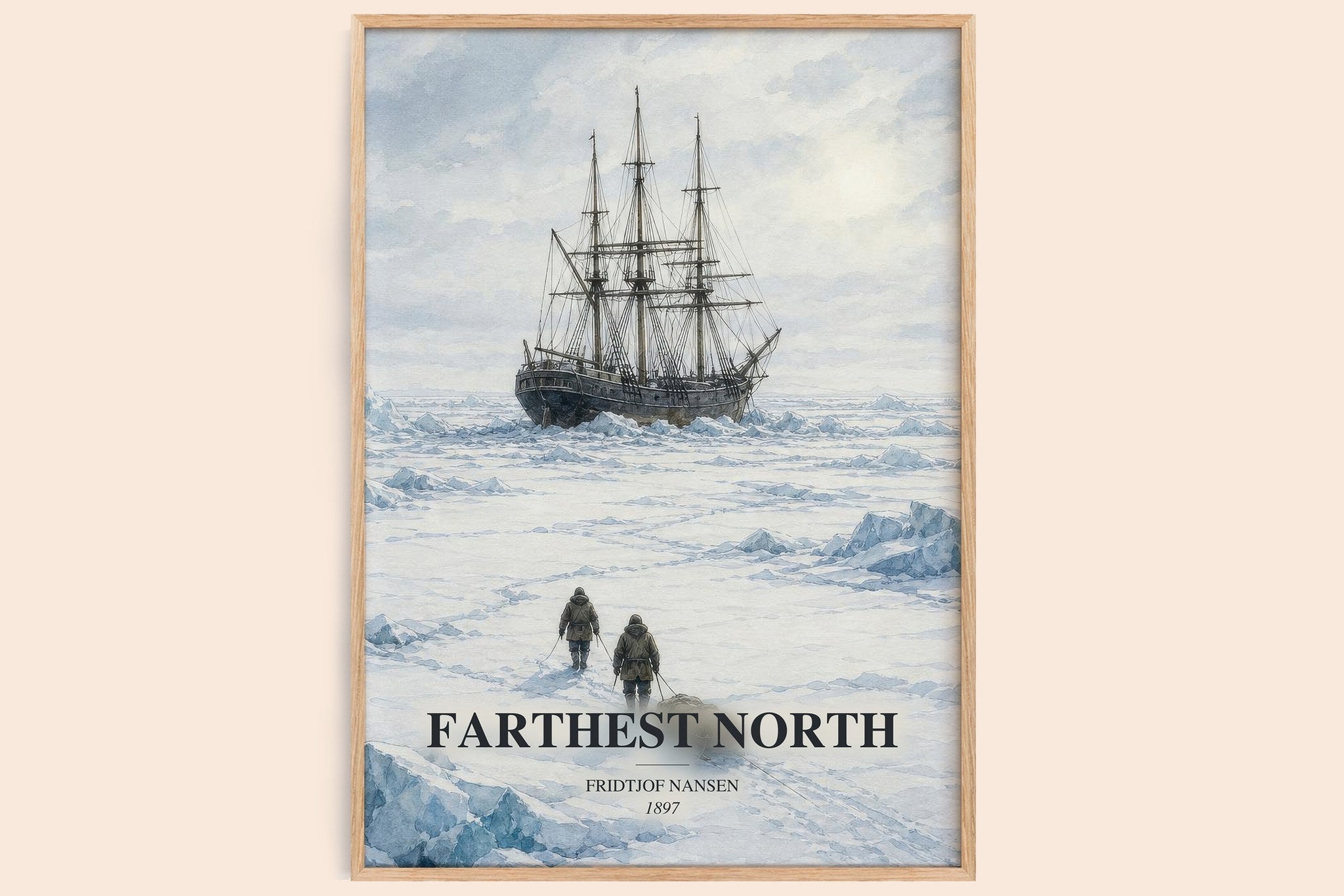 Farthest North Book Watercolour Illustration by Fridtjof Nansen