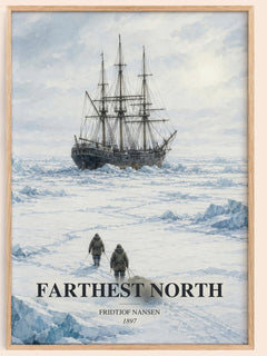 Farthest North watercolour book poster by Fridtjof Nansen – framed literary art print