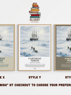 Farthest North Bookish Wall Art by Fridtjof Nansen – Style X, Y and Z side by side – choose your finish