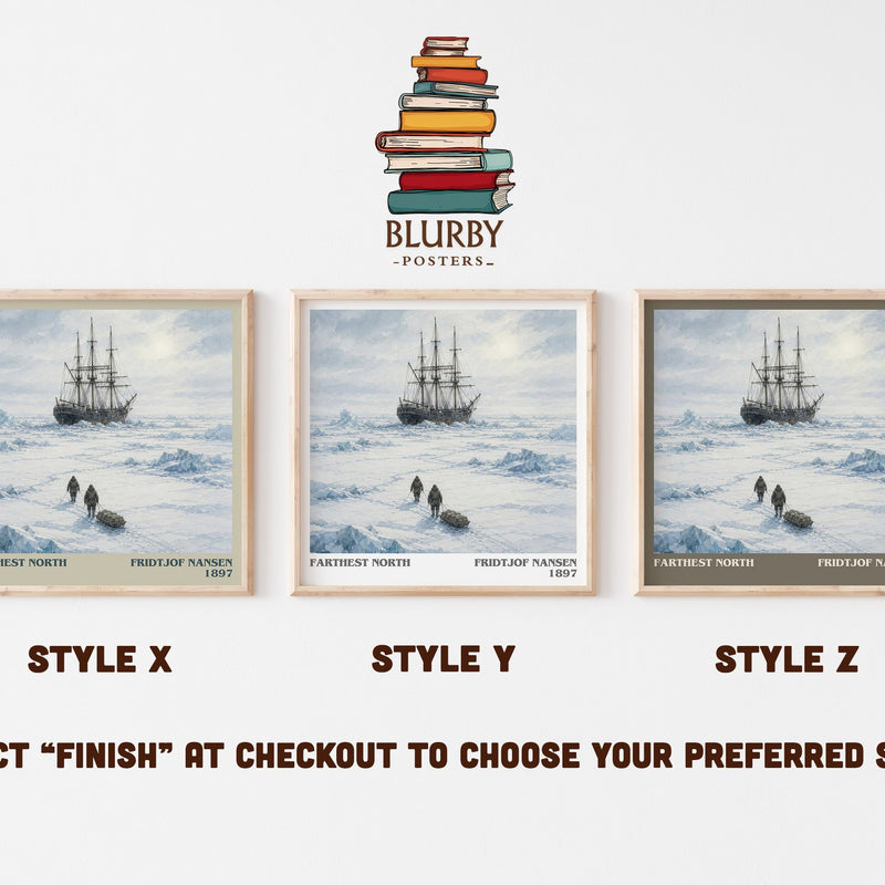 Farthest North literary print in frame leaning in hallway – memoir wall art
