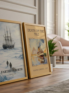 Farthest North watercolour print framed by window – literary home decor