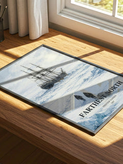 Farthest North watercolour book poster framed on wall – memoir wall art