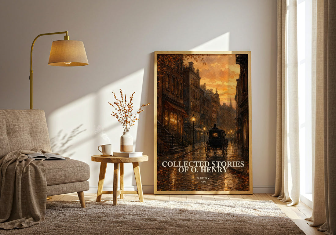 Collected Stories Of O. Henry watercolour print in frame leaning in hallway – classic literature wall art