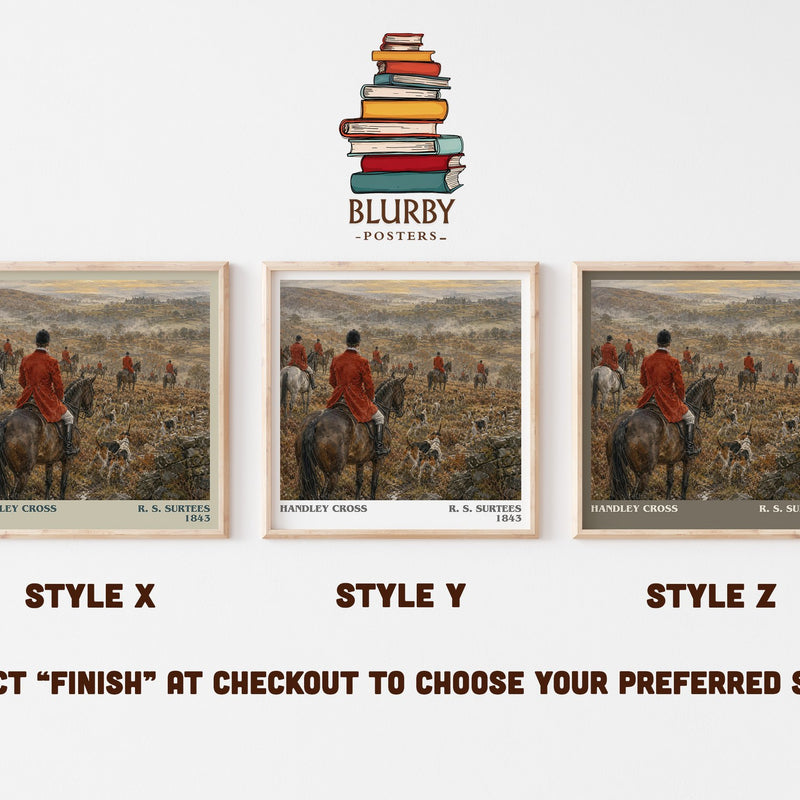 Handley Cross literary print in frame leaning in hallway – satire wall art