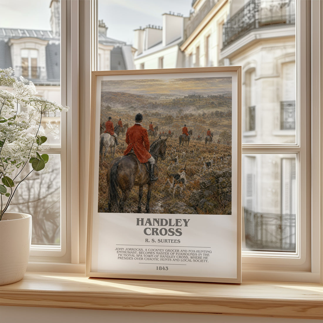 Handley Cross Bookish Wall Art by R. S. Surtees – framed print by a bright window