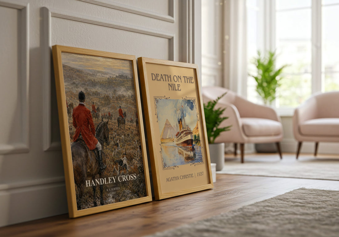 Handley Cross watercolour print framed by window – literary home decor