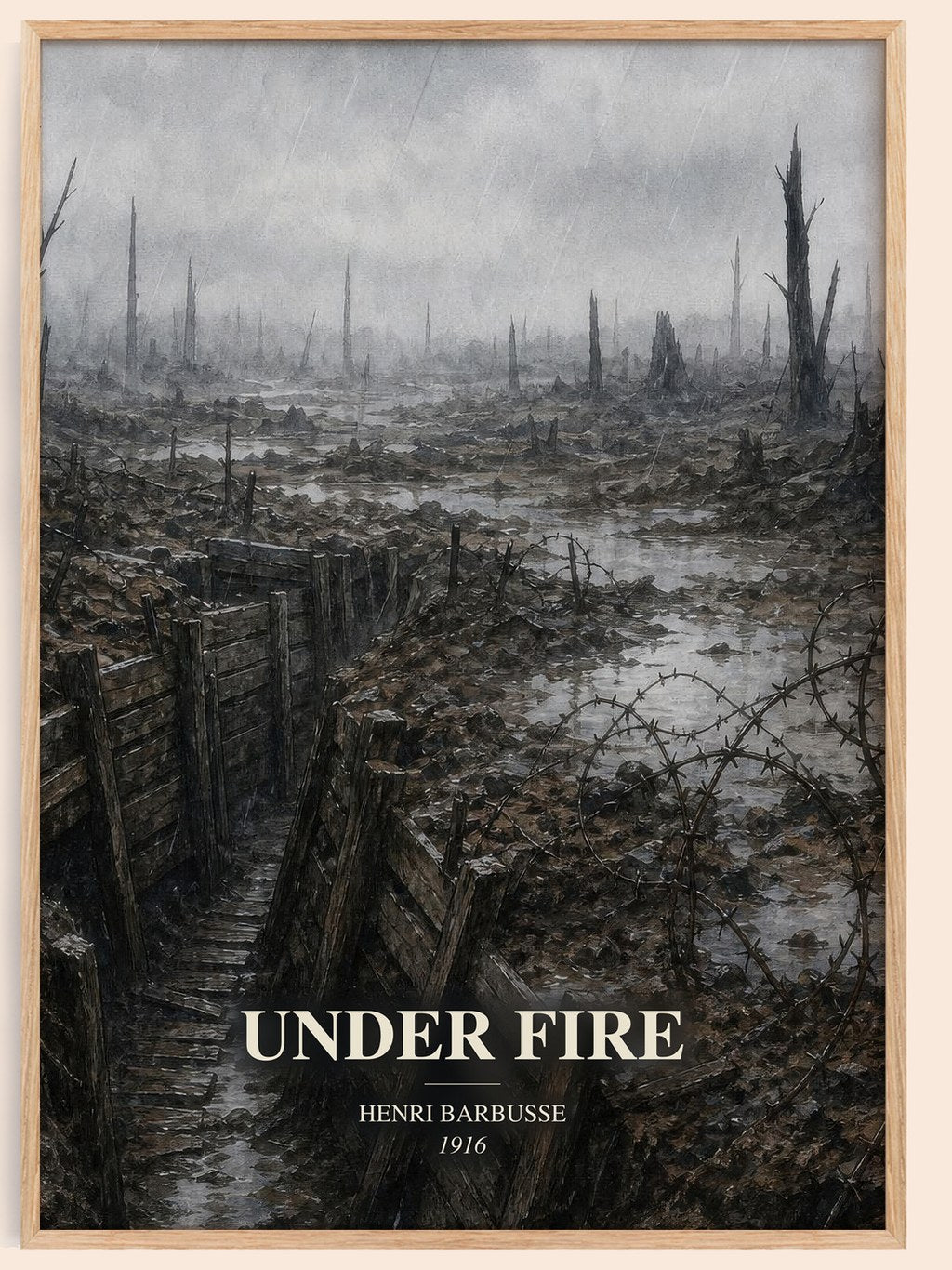 Under Fire watercolour book poster by Henri Barbusse – framed literary art print
