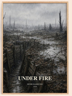Under Fire watercolour book poster by Henri Barbusse – framed literary art print
