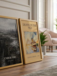 Under Fire watercolour print framed by window – literary home decor