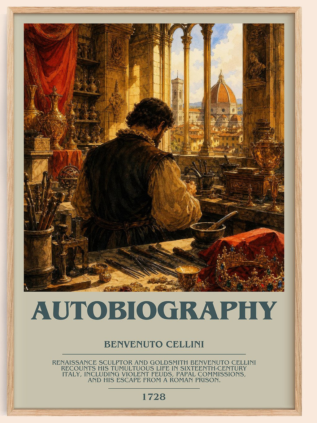 Autobiography Bookish Wall Art by Benvenuto Cellini – framed poster