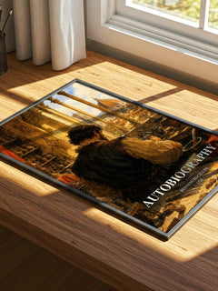 Autobiography watercolour book poster framed on wall – memoir wall art