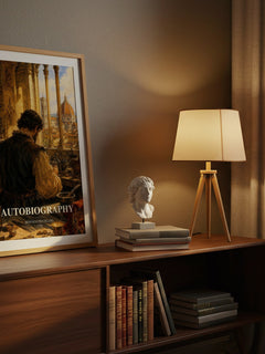 Autobiography watercolour print on bookshelf – Benvenuto Cellini fan gift