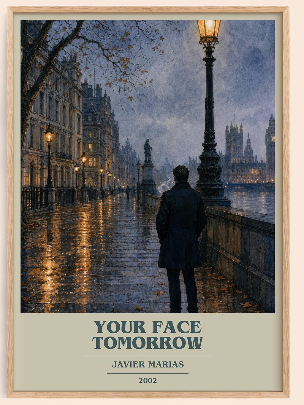 Your Face Tomorrow book cover book poster by Javier Marias – framed literary art print