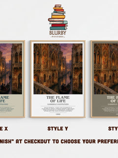 The Flame Of Life Bookish Wall Art by Gabriele D'Annunzio – Style X, Y and Z side by side – choose your finish