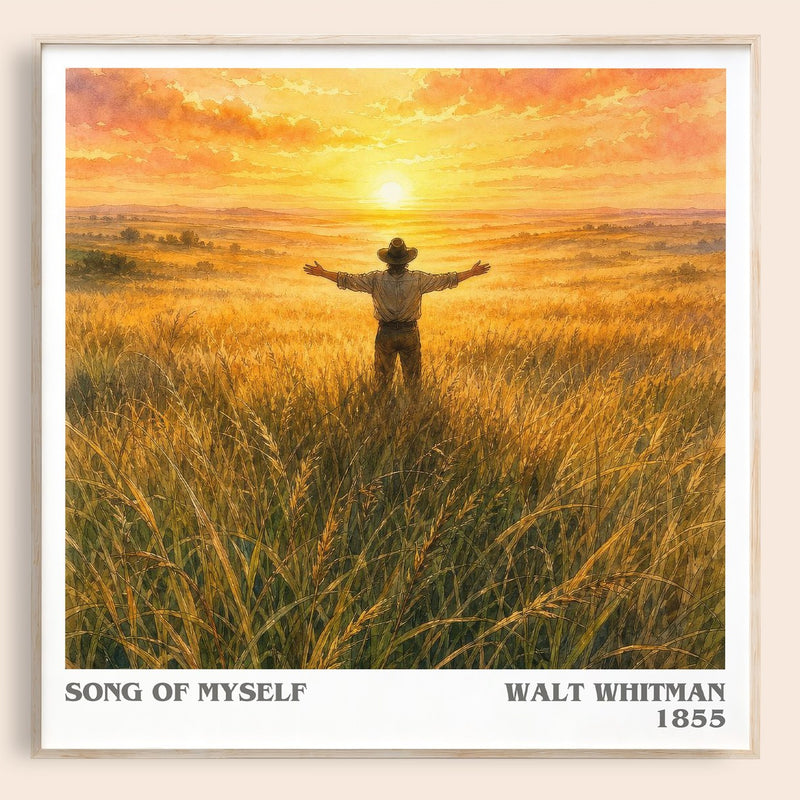 Song Of Myself literary book poster by Walt Whitman – framed literary art print