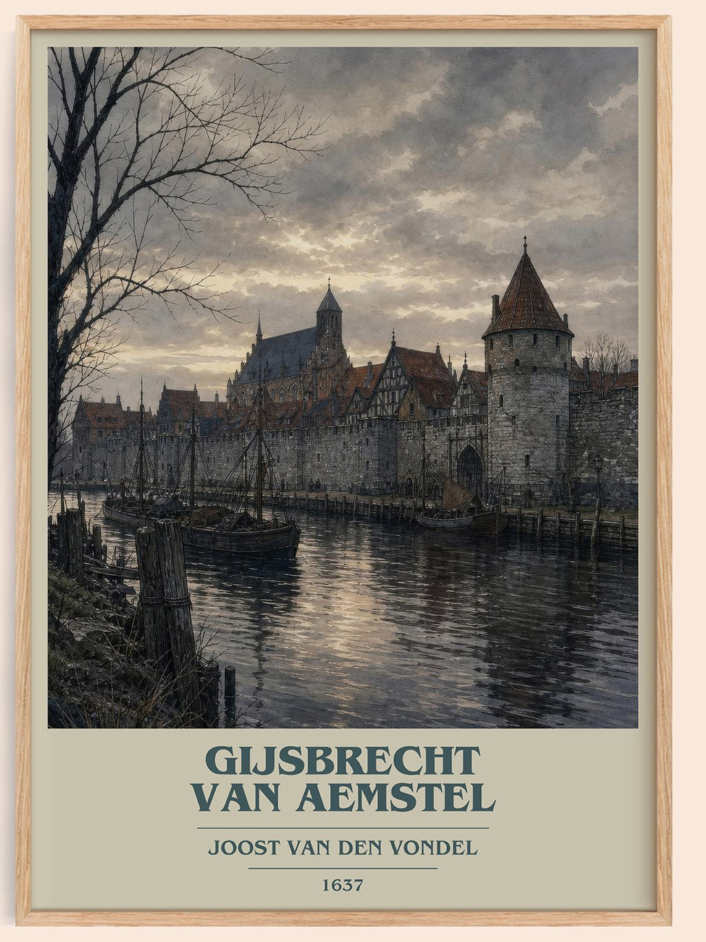 Gijsbrecht Van Aemstel book cover book poster by Joost van den Vondel – framed literary art print