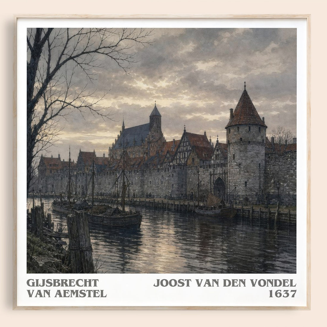 Gijsbrecht Van Aemstel literary book poster by Joost van den Vondel – framed literary art print