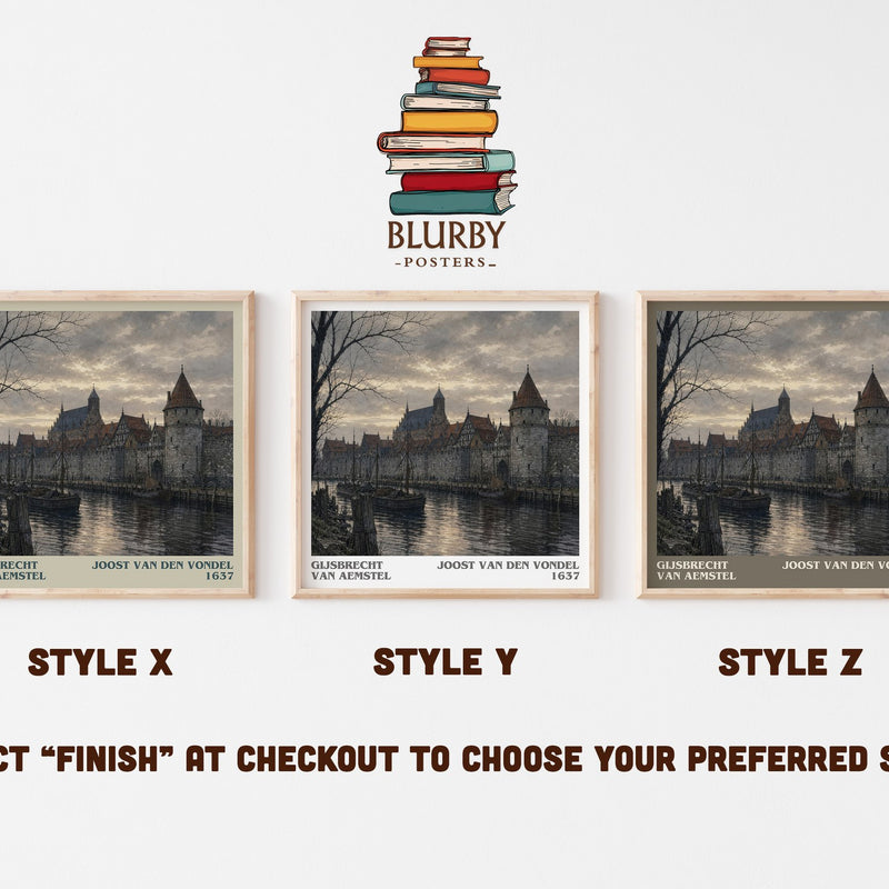 Gijsbrecht Van Aemstel literary print in frame leaning in hallway – classic literature wall art