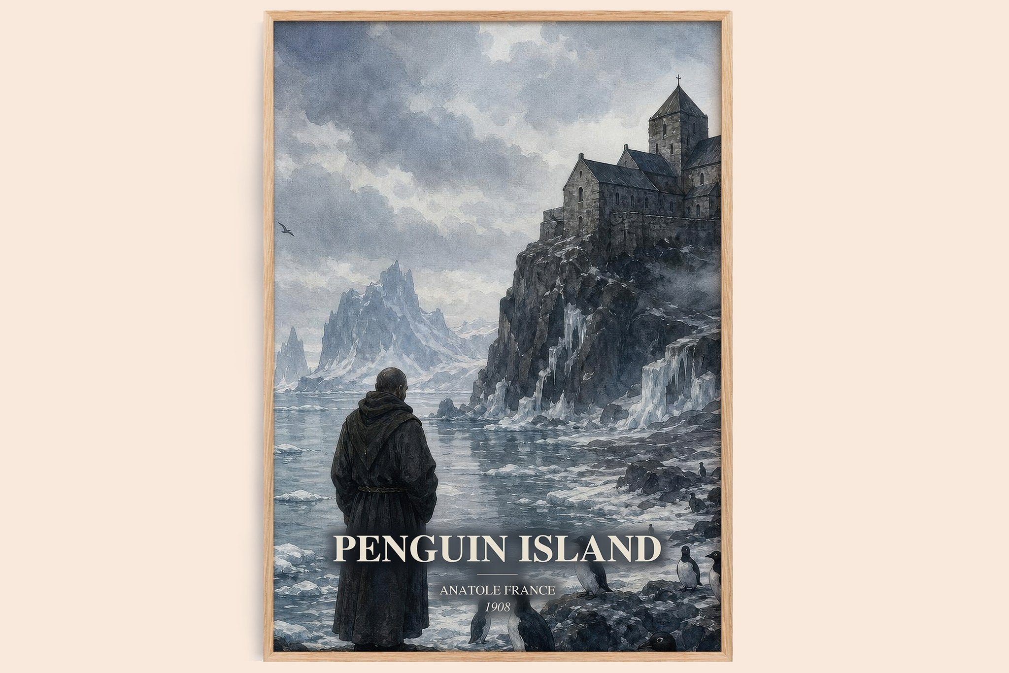 Penguin Island Book Watercolour Illustration by Anatole France