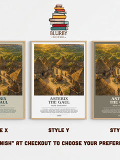 Asterix the Gaul Bookish Wall Art by Rene Goscinny – Style X, Y and Z side by side – choose your finish