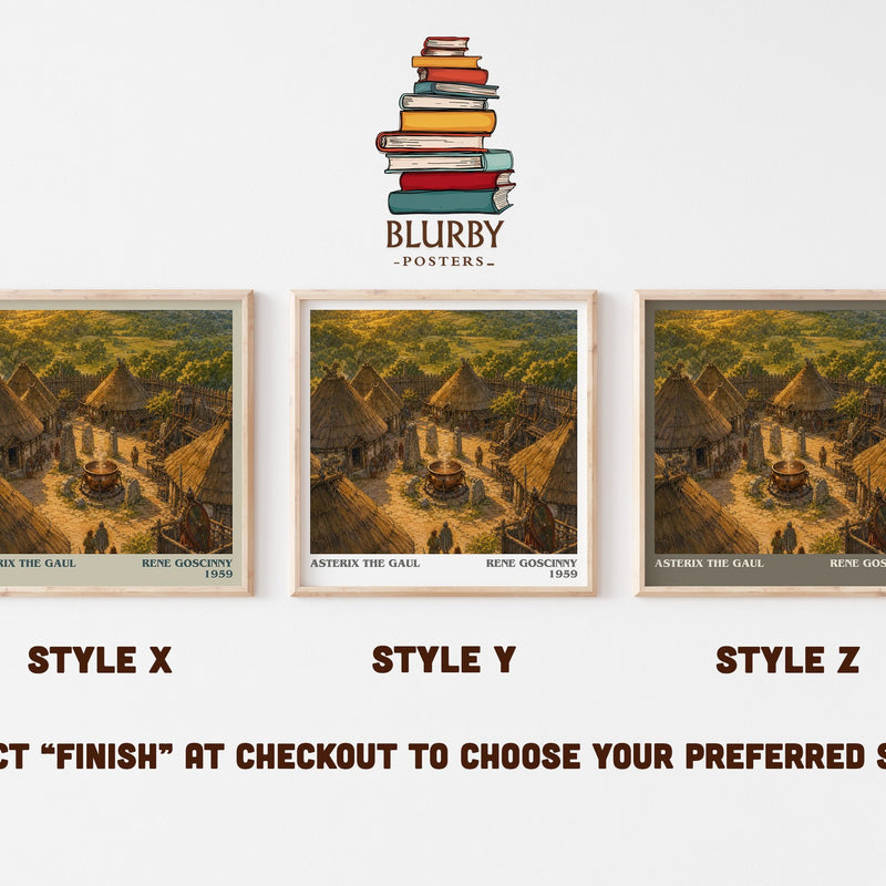 Asterix the Gaul literary print in frame leaning in hallway – adventure wall art