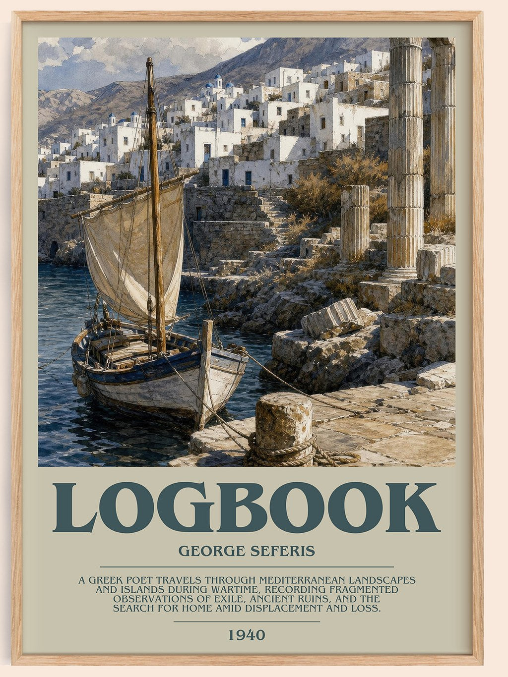 Logbook Bookish Wall Art by George Seferis – framed poster