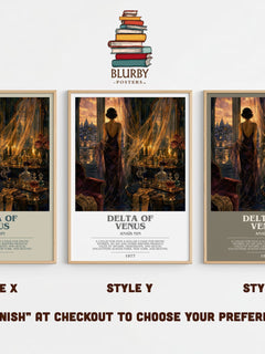 Delta of Venus Bookish Wall Art by Anaïs Nin – Style X, Y and Z side by side – choose your finish