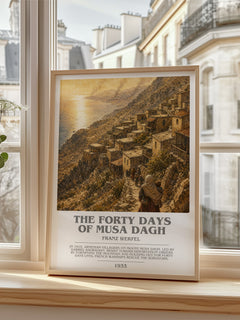 The Forty Days Of Musa Dagh Bookish Wall Art by Franz Werfel – framed print by a bright window